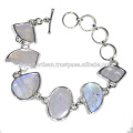 Rainbow Moonstone Gemstone 925 Sterling Silver Bracelet Jewelry